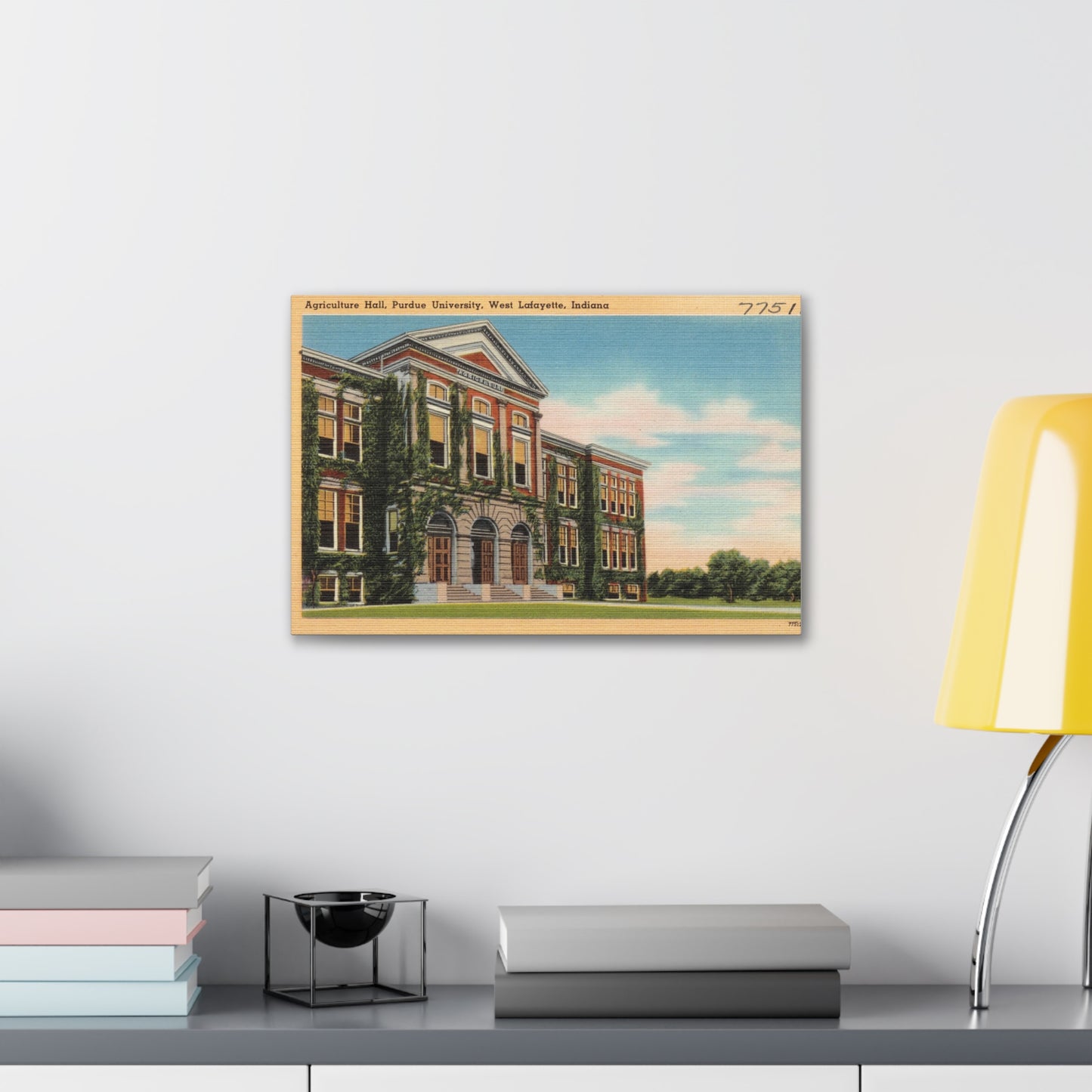 Canvas Print, Purdue University, Historic Agriculture Hall, desk mock-up, small