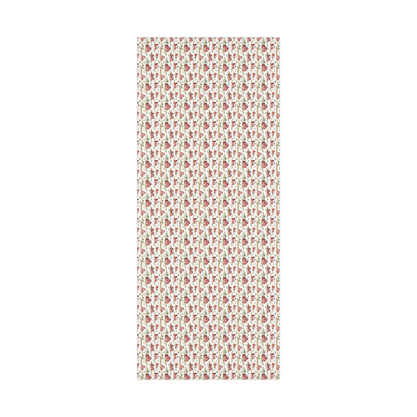 Christmas Wrapping Paper, Red Barns, print layout small