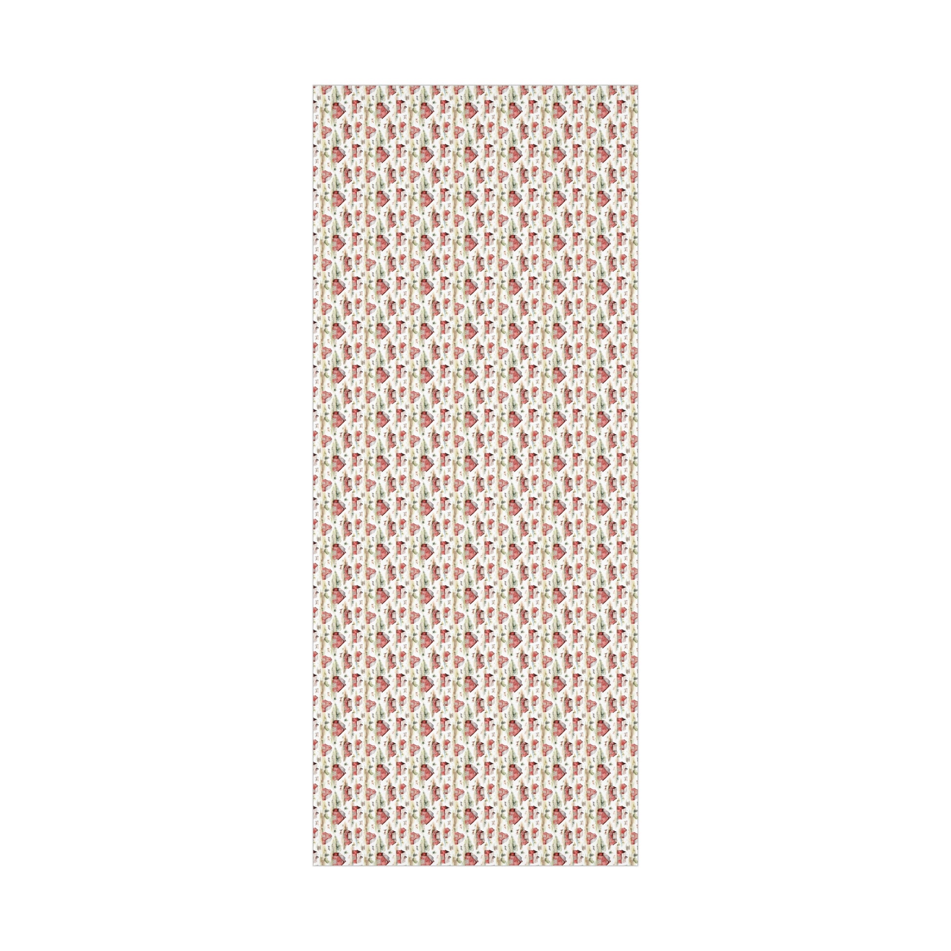 Christmas Wrapping Paper, Red Barns, print layout small