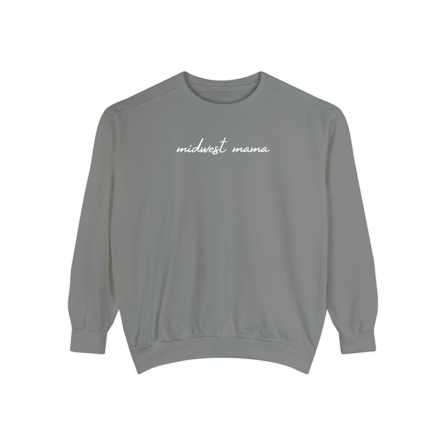 Cozy Midwest Momma Crew Neck Sweatshirt Colored Gray