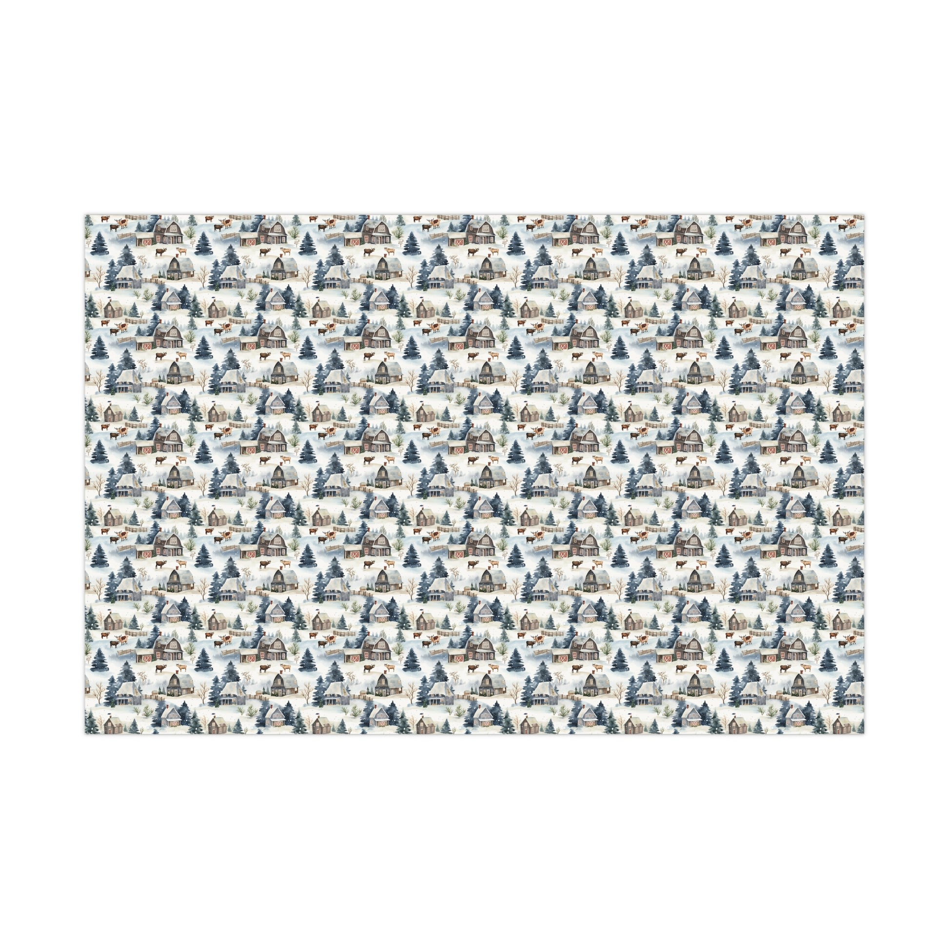 Christmas Wrapping Paper, Cows and Blue Barns, print example